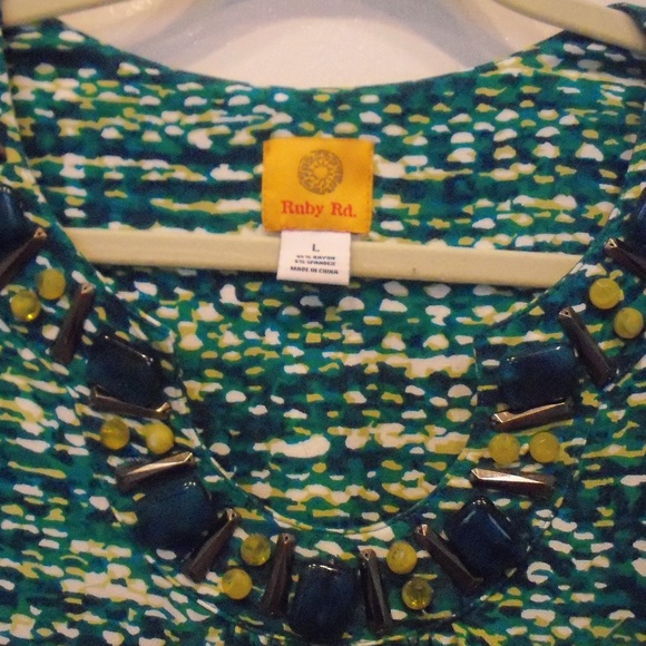 Ruby Rd green/teal blouse - Picture 2 of 3